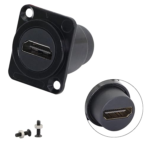 QIANRENON HDMI Panel Mount Connector Socket HDMI2.0 Female to Female Panel Adapter HDMI Straight Connector Mounting Socket for Audio and Video