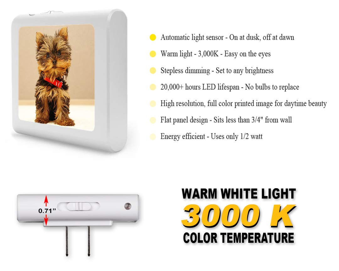 Art Plates Plug in Dimmable LED Night Light with Dusk to Dawn Auto Sensor, Adjustable Brightness, Warm Light, Auto On-Off Nightlight for Bathroom