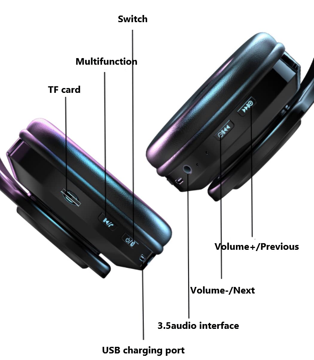 Fragolucyou Wireless Bluetooth Headphones-Colorful Lights,Foldable,Bluetooth 5.0,10 m Range,Stereo Surround,Built-in Microphone,Comfortable affixed…