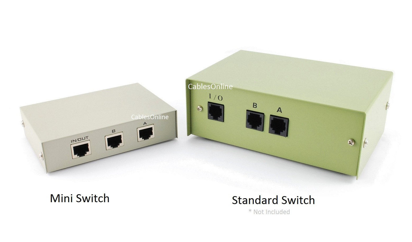 CablesOnline Compact 2-Way RJ45 Ethernet Network Push Button Metal Mini Switch Box (SB-034P)