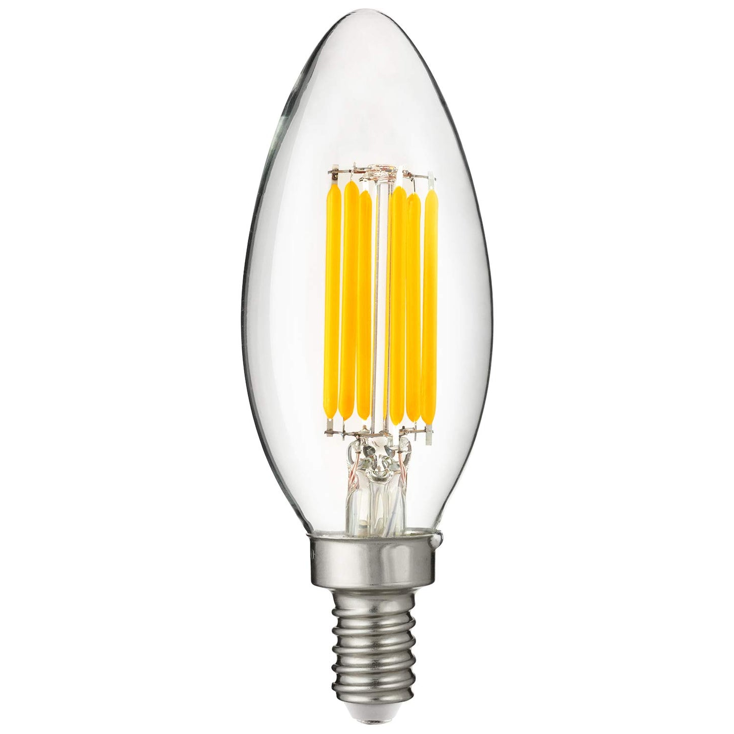 Sunlite LED CTC Filament B11 Torpedo Tip Chandelier Light Bulb, 5 Watts (60 W Equivalent), 120V, 600 Lumens, Candelabra E12 Base, Dimmable, 90 CRI, UL