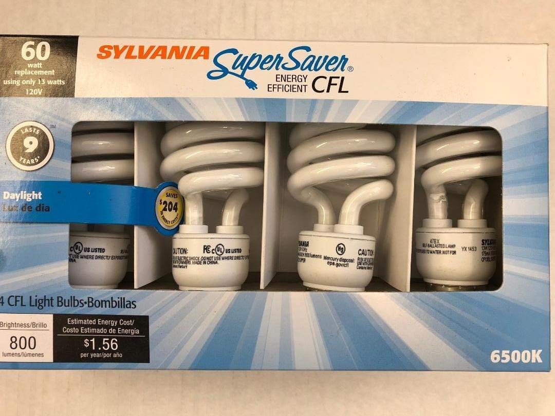 Sylvania 20016 Super saver cfl 6500k 13W 4-PACK