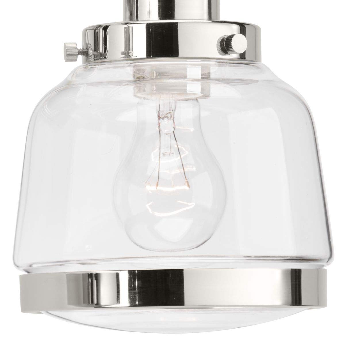 Progress Lighting P300080-104 Judson Collection Clear Glass Farmhouse Bath Vanity Light, 1-Light, Polished Nickel