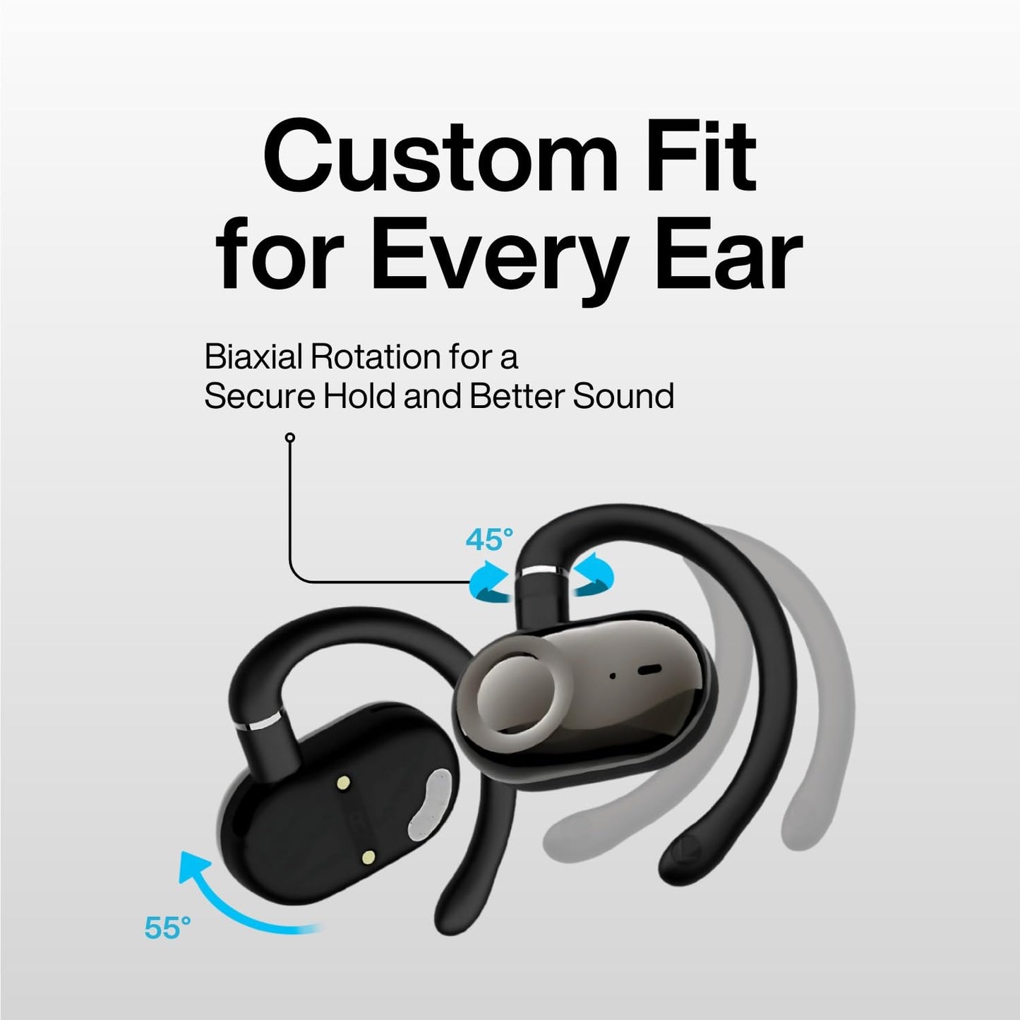 MINDBEAST Open Ear Earbuds with Bi-Axial Adjustment Fit and Immersive Sound, Bluetooth Wireless Headphones Ear Buds for Outdoor Exercise, Gym…