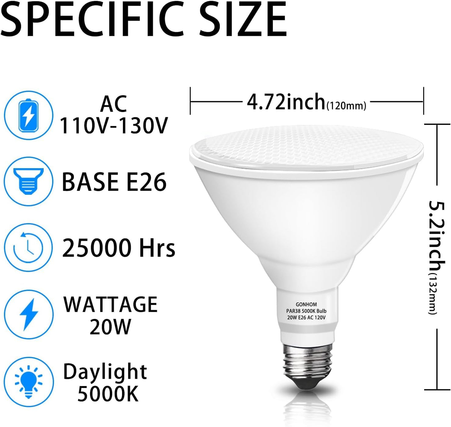 Gonhom Par38 LED Dusk to Dawn Flood Light Bulbs Outdoor,20W Replace up to 200W,1800LM,E26 Base Outdoor Flood Light Bulbs