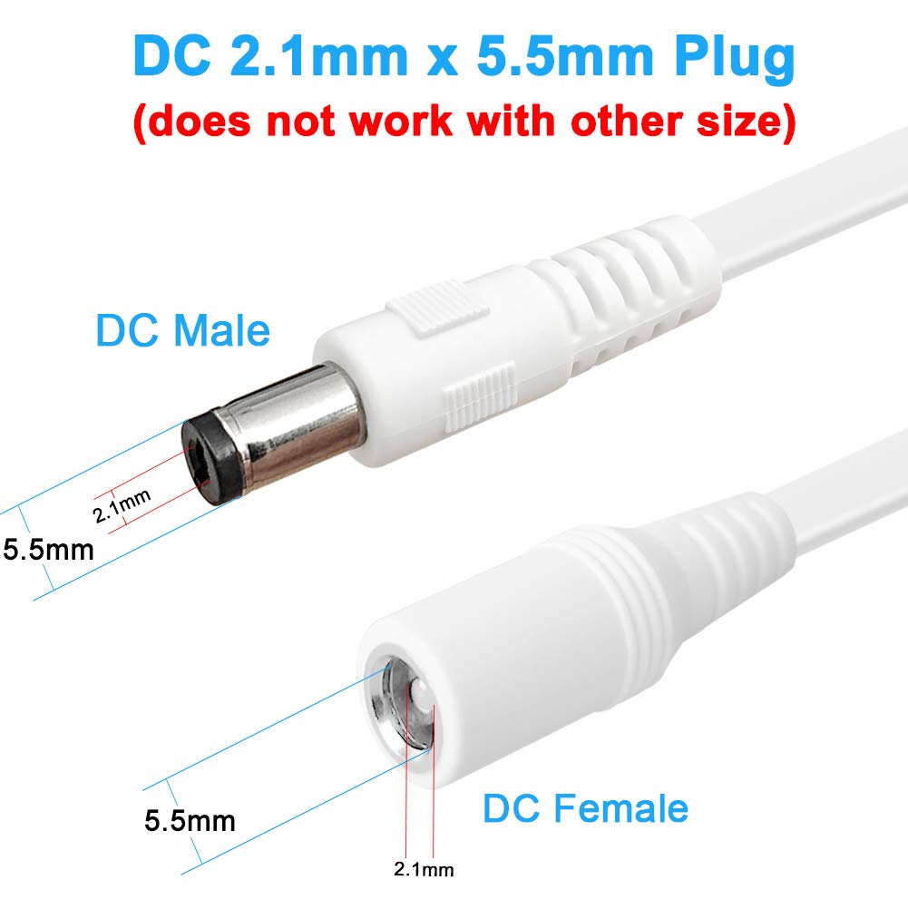 SIOCEN 10FT DC Power Extension Cable,5.5mm x 2.1mm Extension Cord,12v Extension Cord for Security Camera CCTV IP,Router,LED Strip,5V 9V 24V 12 Volt