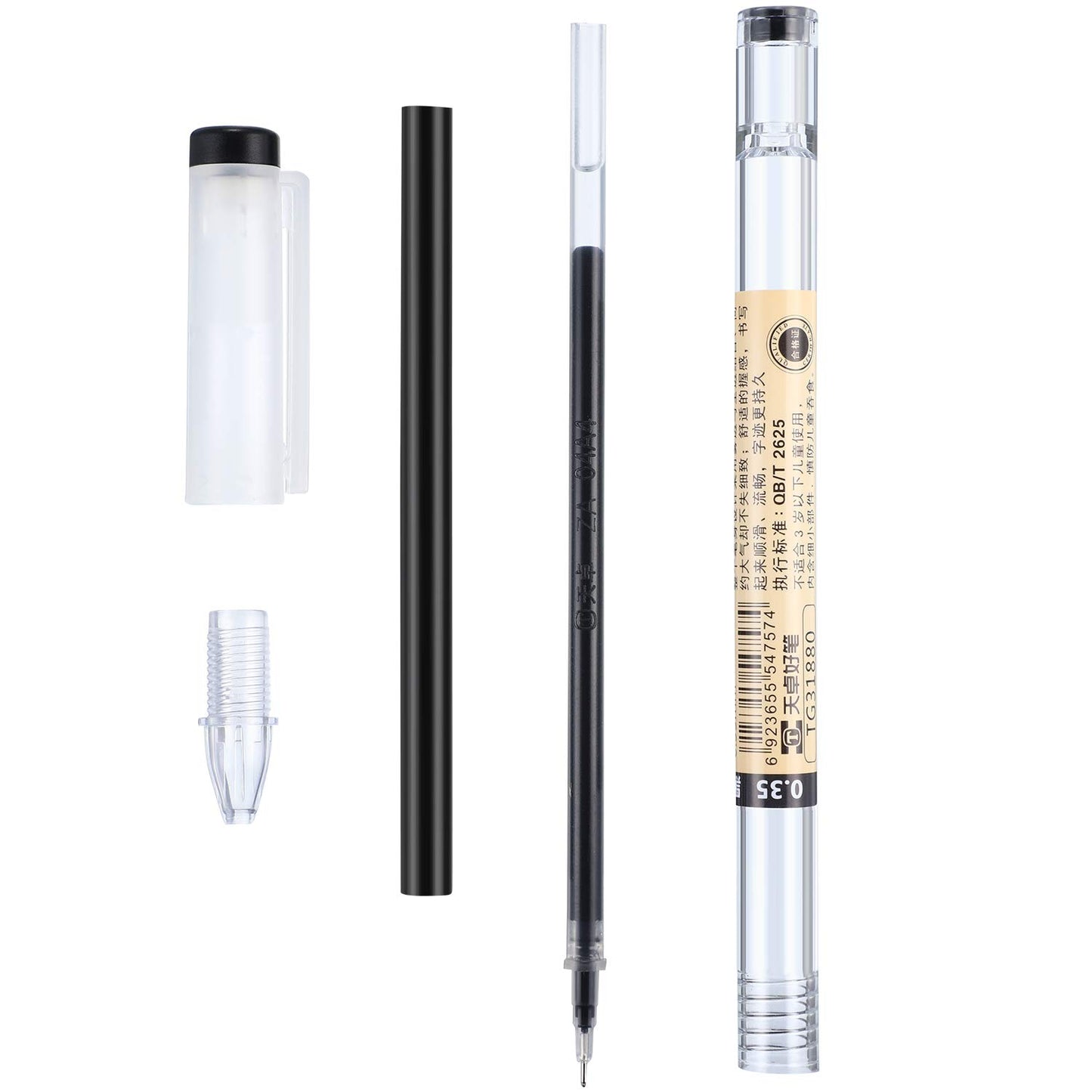 Chinco 24 Pieces 0.35 mm Black Gel Ink Pen Japanese Stationery Extra Fine Chinese Ballpoint Pen for Office School Korean Stationery Supply