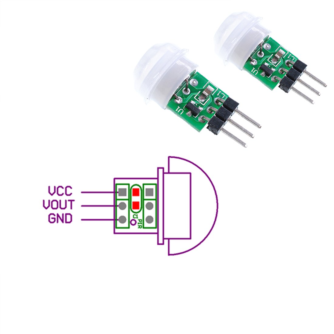 Oiyagai AM312 Mini PIR Motion Sensor (2 Pack) - Infrared Detector, 3-5m Detection Range, 2.7-12V Input, Low Power Design, for Arduino, ESP8266