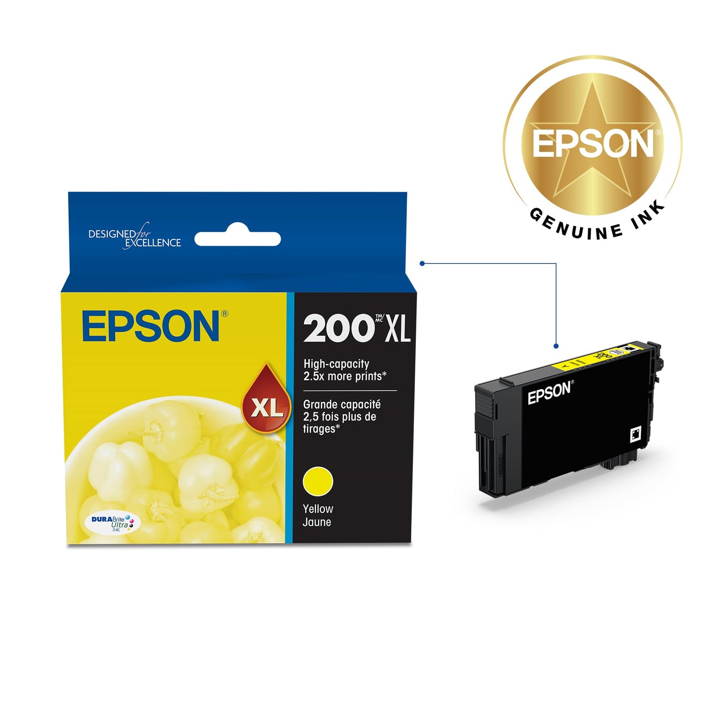 EPSON 200 DURABrite Ultra Ink High Capacity Yellow Cartridge (T200XL420-S) Works with WorkForce WF-2520, 2530, 2540, Expression XP-200, 300, 310, 400