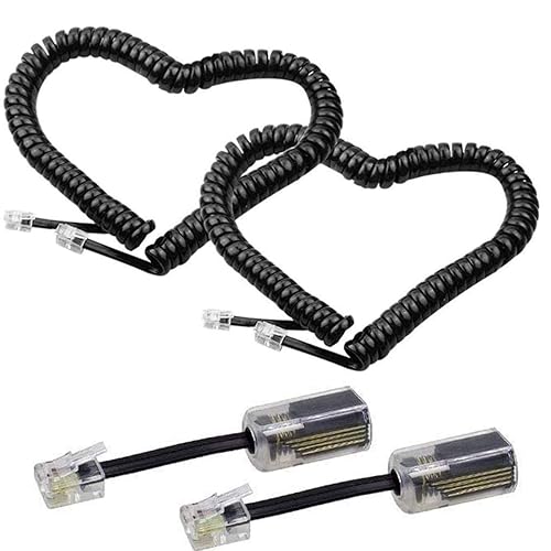 Telephone Cord Detangler,LOVK 2 Pack 13Ft Uncoiled / 2Ft Coiled Telephone Handset Cord with 2 Pack 360 Degree Rotating Landline Cable Detangler Swivel