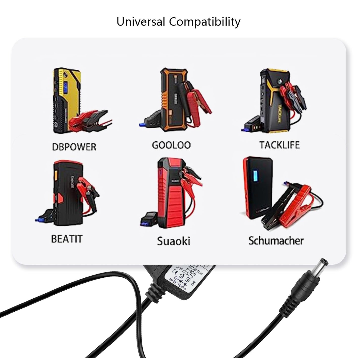 DC 15V 1A Car Jump Starter Power Cord Charger for Peak 450A 500A 600A 800A 1000A Auto Battery Booster AC Adapter, Compatible with Beatit, Schumacher…