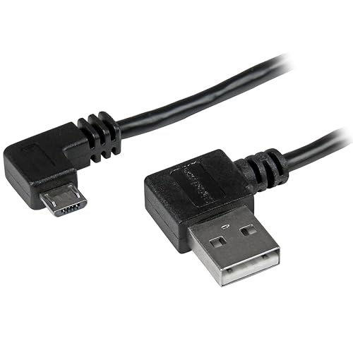 StarTech.com 1m 3 ft Micro-USB Cable with Right-Angled Connectors - M/M - USB A to Micro B Cable - 3ft Right Angle Micro USB Cable (USB2AUB2RA1M)