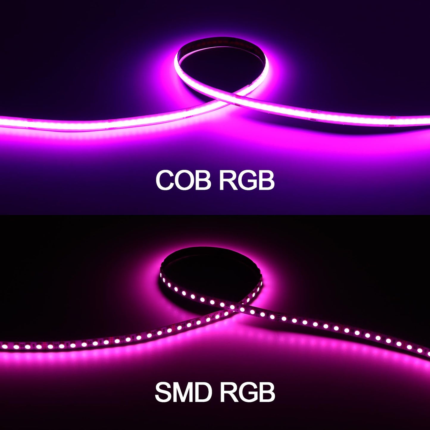 GOMING 24V 32.8ft/10M RGB COB LED Strip Light 576LEDs/M Flexible High Brightness 14W/M Uniform Glow IP20 No Waterproof LED Tape Lights for Bedroom
