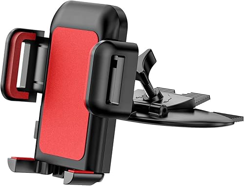 VSSMSSA Cell Phone Holder for Car, CD Slot Mount, One-Handed Operation, Compatible with iPhone14 13 12 Mini 11 Pro XR XS MAX Galaxy S20 S20+ S10 Red