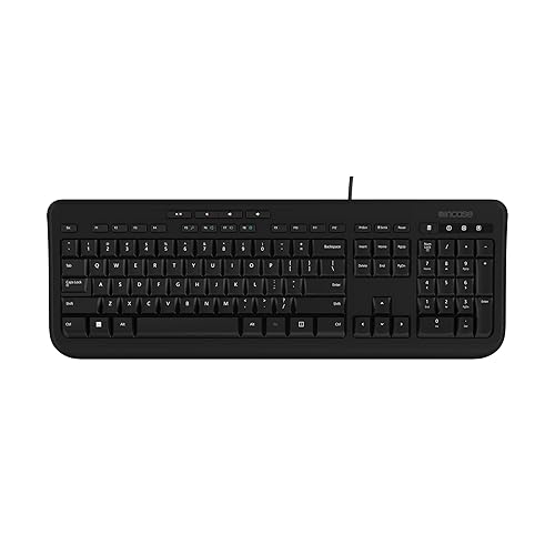 Incase Wired Keyboard 600 - Designed by Microsoft - Spill Resistant, Quiet Touch Keys, Plug and Play, 4 Hotkeys, Windows Start Key - Black