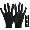 Gaming Gloves for Sweaty Hands - Rakizbe High-Sensitive Anti-Sweat Breathable Seamless Touch Screen Gloves with Thumb Finger Sleeves for iPad/Mobile