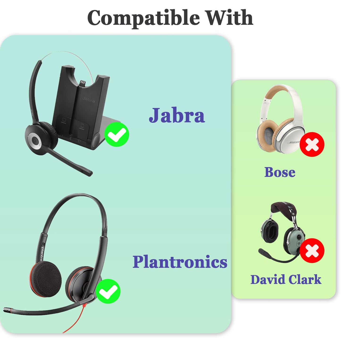 Jabra Headset Ear Cushions Replacement Foam Ear Pads Compatible with Jabra PRO 920 935 930 9450 9460 9465 9470 9400BS GN1900 2000 2100 2025 Biz 620