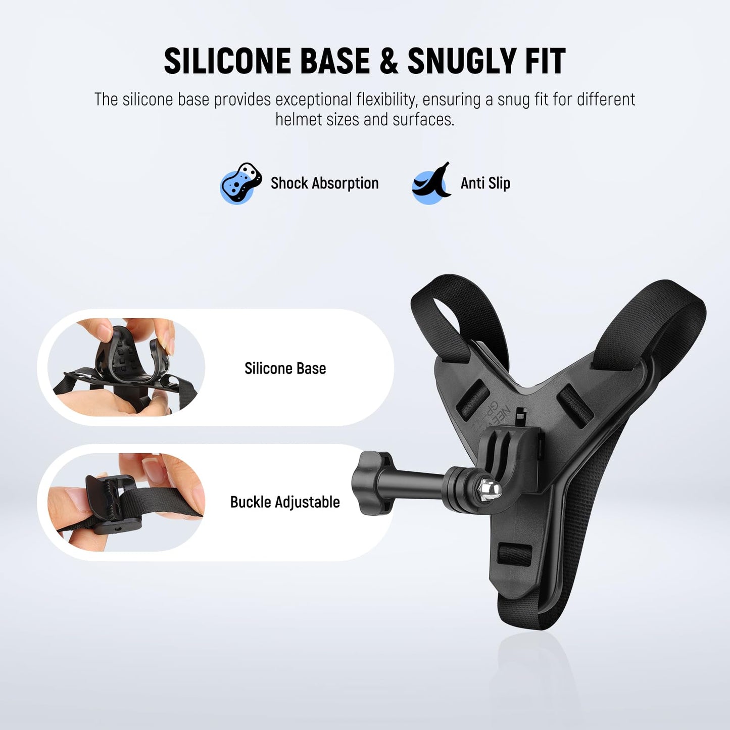 NEEWER Motorcycle Helmet Chin Camera Mount Strap, POV Vlog Accessories Kit for Video Recording Filming Compatible with GoPro Insta360 DJI AKASO Action
