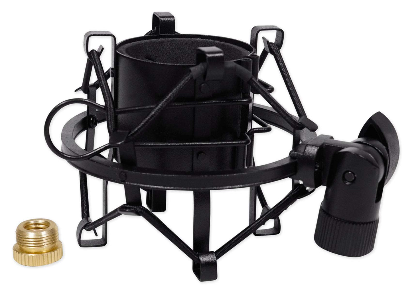 Rockville RockShock Black Metal Shock Mount with Foam Insert for Studio Condenser Microphones, Fits 43mm-48mm Mics, 5/8" Thread with 3/8" Adapter