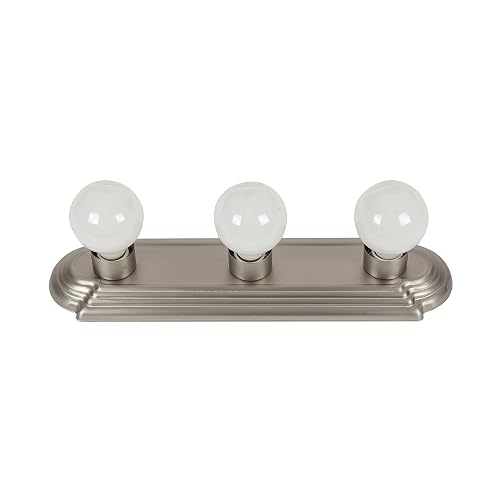 Sunlite 45000 Art Deco Style Brushed Nickel Vanity Light Fixture, 18-Inch, 3 Medium Base Sockets (Bulbs Not Included), Dimmable, UL Listed, Bathroom
