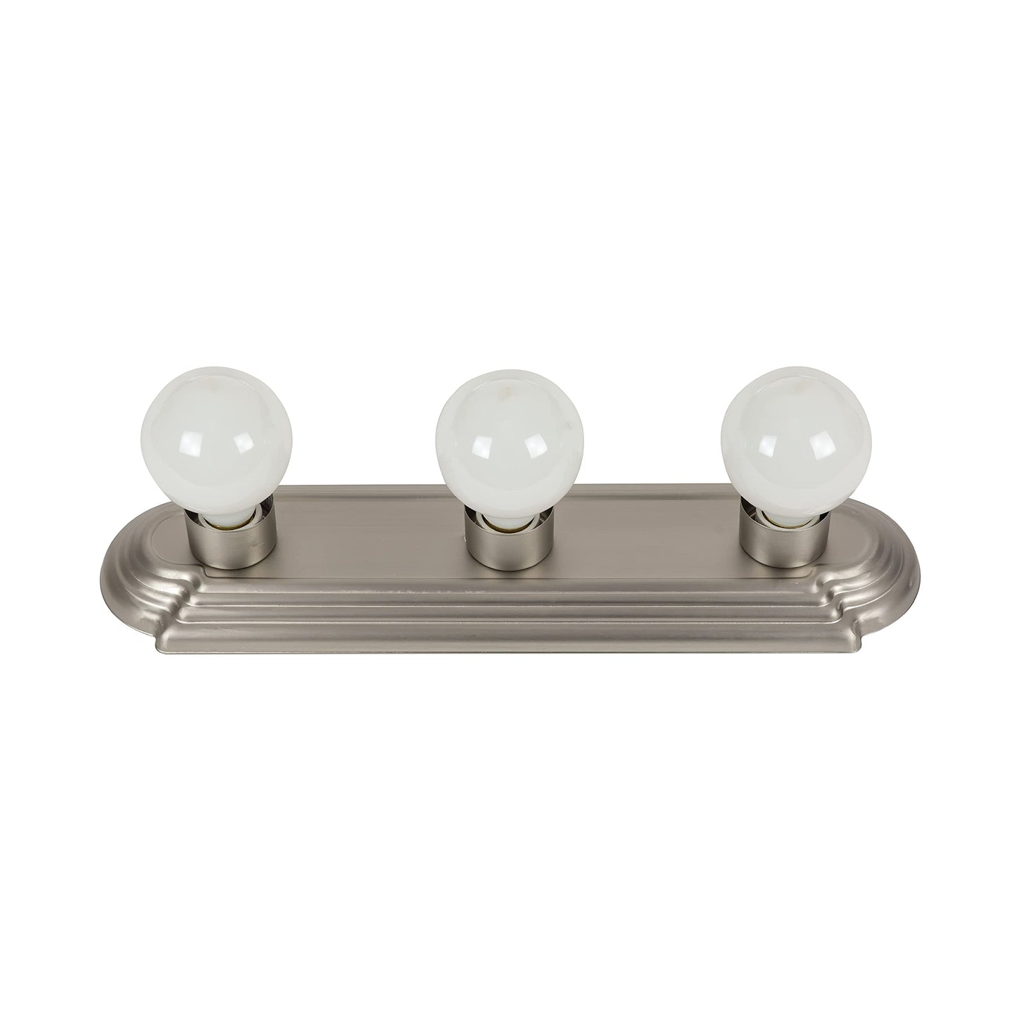 Sunlite 45000 Art Deco Style Brushed Nickel Vanity Light Fixture, 18-Inch, 3 Medium Base Sockets (Bulbs Not Included), Dimmable, UL Listed, Bathroom