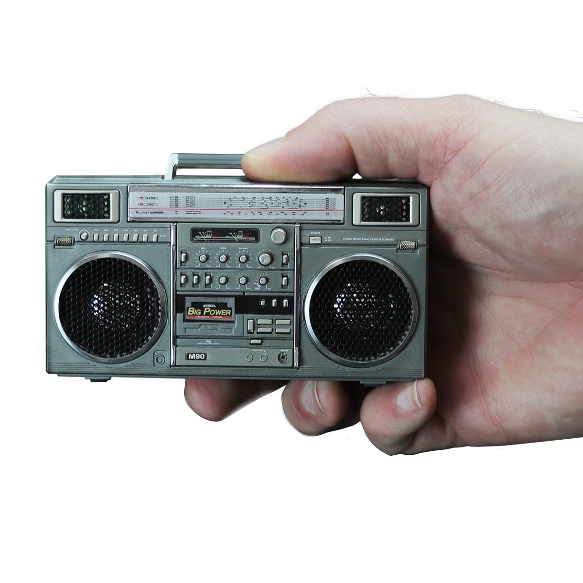 New Wave Toys M90 Micro Blaster Replica Boombox Portable Wireless Bluetooth Speaker with 40 Inch Silver Necklace Chain, Dual 6W Micro Speakers, 20