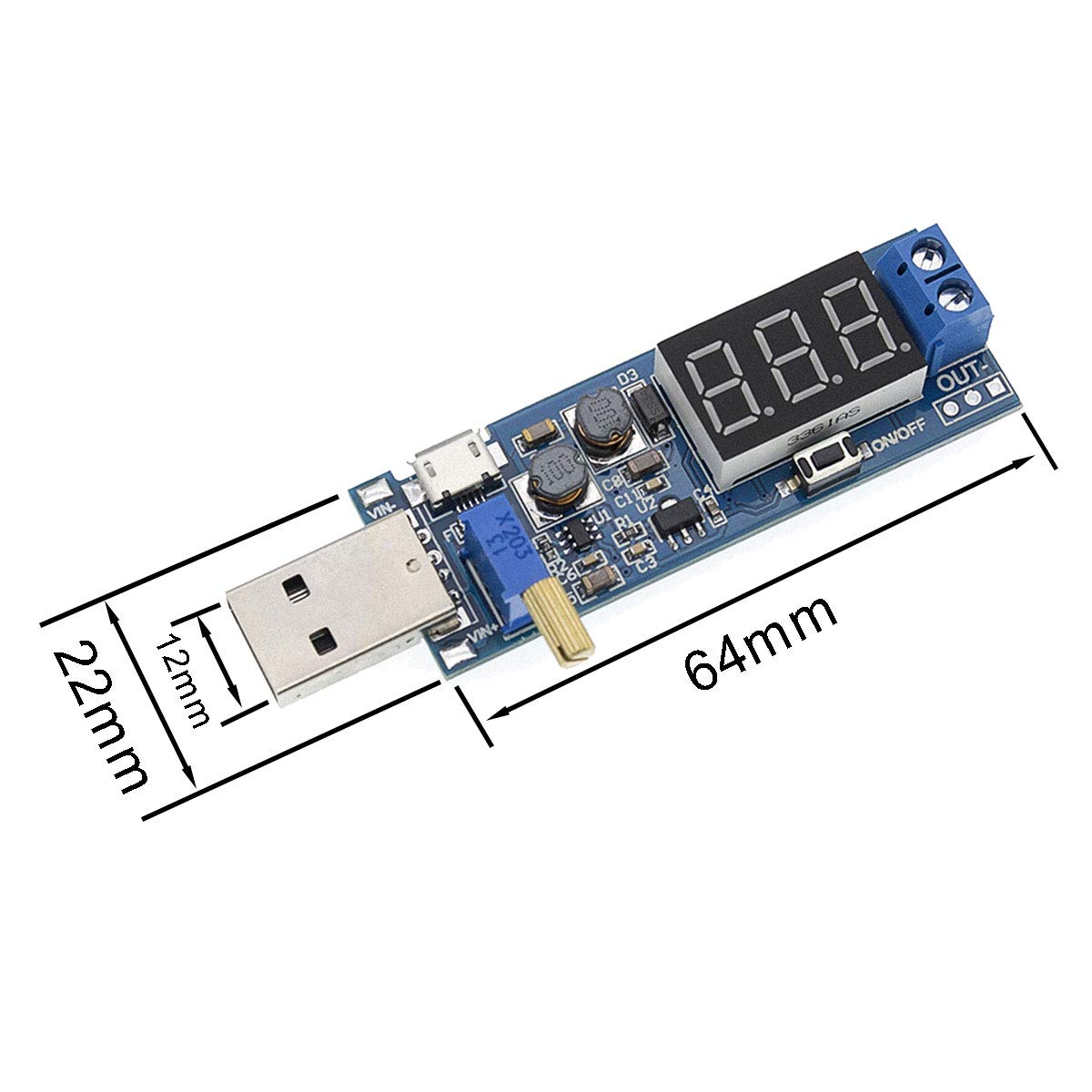 ALAMSCN 2PCS USB Buck Boost Converter Adjustable Step UP Step Down Power Supply Module Voltage Regulator DC-DC 5V to 3.3V 9V 12V 18V 24V