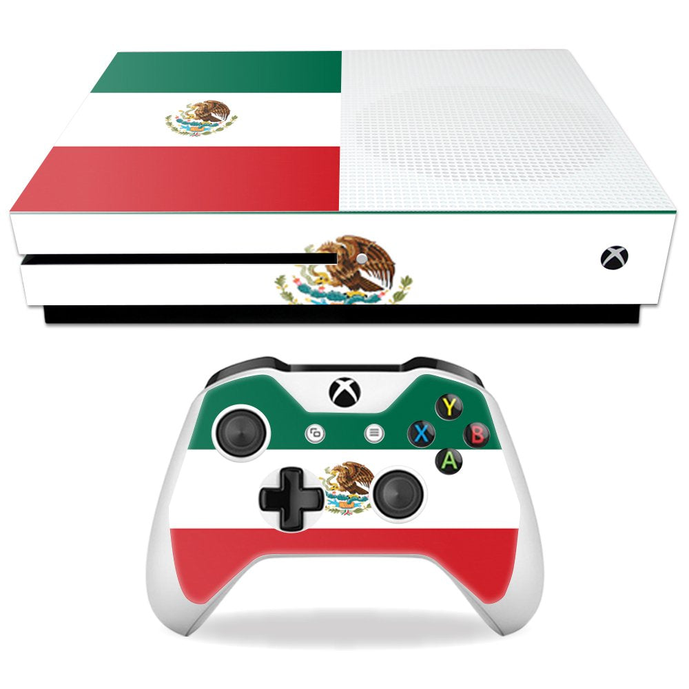 MightySkins Skin Compatible with Microsoft Xbox One S - Mexican Flag | Protective, Durable, and Unique Vinyl Decal wrap Cover | Easy to Apply, Remove