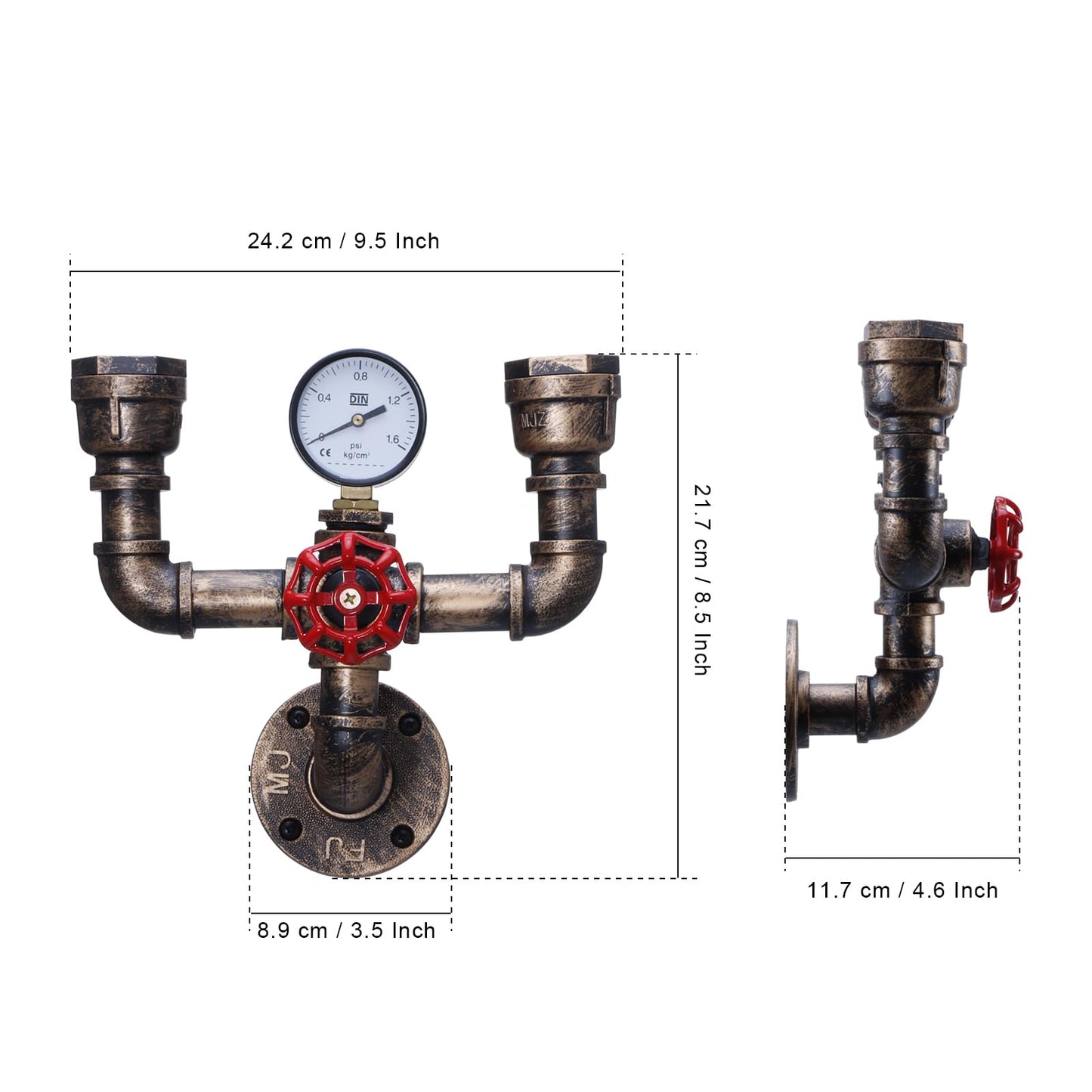 XEYOU Retro Wall lamp Vintage Industrial Steampunk Wall Sconce 2 Lights Metal Water Pipe Style Wall Mounted Lamp Light Fixture E26 Edison Bulb