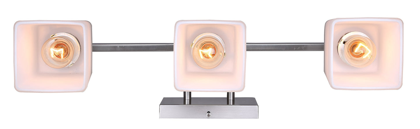 Canarm Hartley 3-Light Brushed Nickel Vanity Bath Light Fixture, Flat Opal Glass - 1 Each