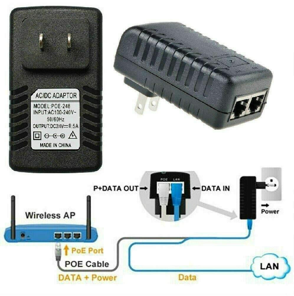 NTQinParts Replacement DC24v 1A Wall POE Injector Power Over Ethernet Adapter For Ubiquiti NanoStation loco M2 M5 Wireless Access Point - AirMax