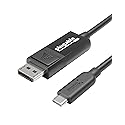 Plugable USB C to DisplayPort Bi Directional Cable 6 feet (1.8m), Up to 4K at 60Hz, USB C DisplayPort Cable - Compatible with Thunderbolt and USB-C