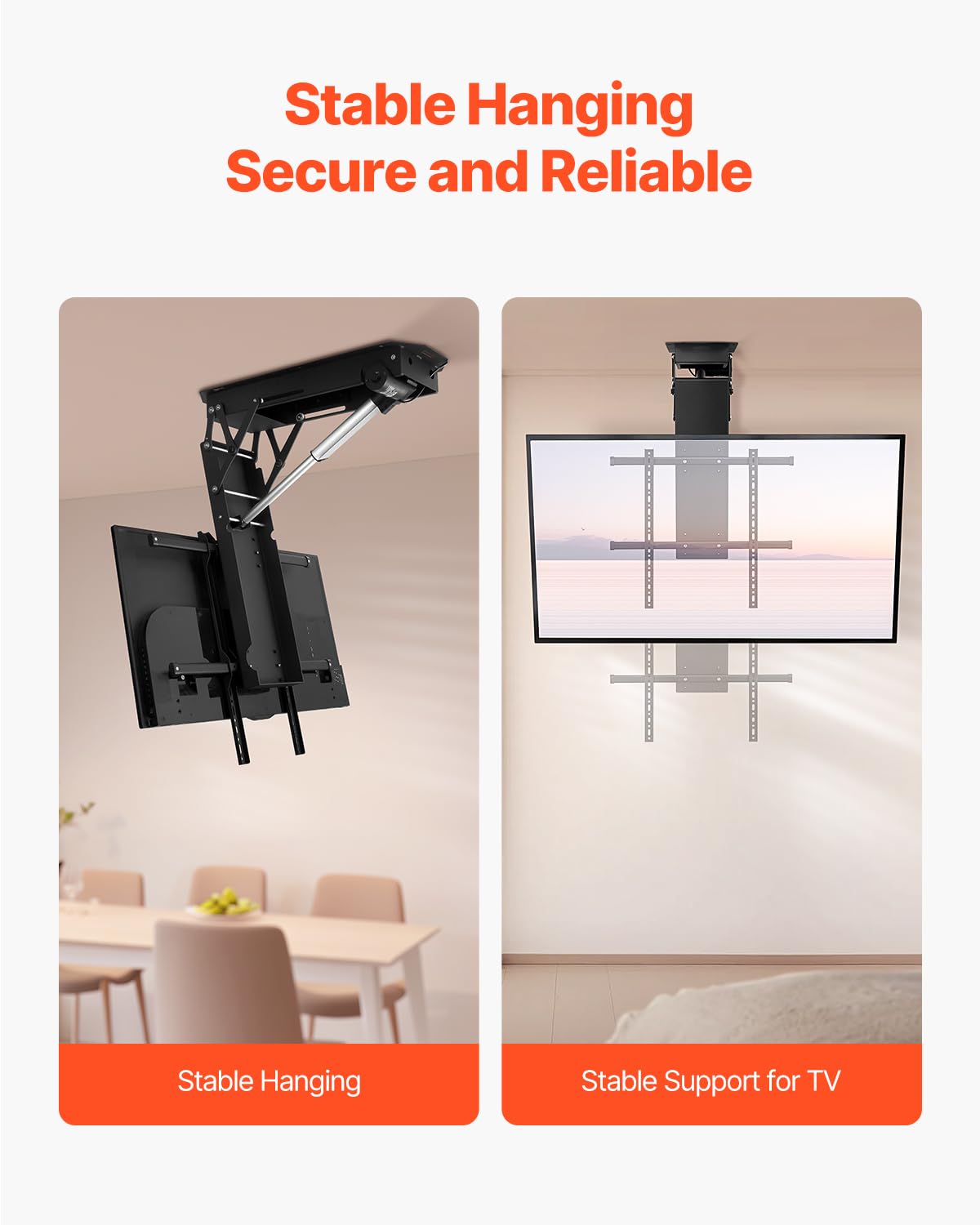 VEVOR Motorized Ceiling TV Mount, TV Wall Mount for 32 to 70 Inch TV, Electric Adjustable Ceiling TV Mount, Motorized Flip Down TV Mount Bracket