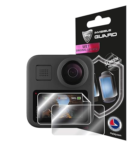 IPG For GoPro MAX Waterproof 360 Traditional Camera Screen Protector (2 Units) Invisible Screen Guard - HD Quality/Self-Healing/Bubble -Free for GoPro