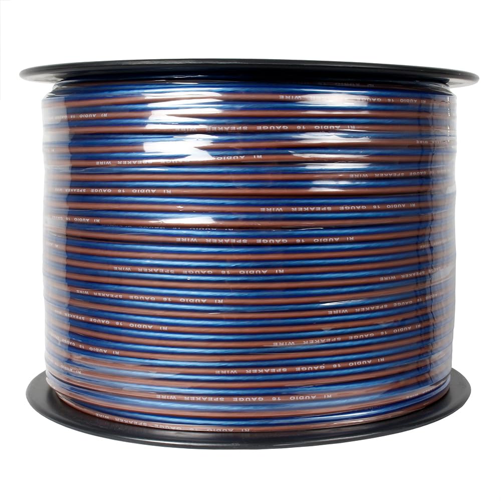 RI Audio 16 Gauge Speaker Wire CCA Car Audio Home Theater 1000 Ft Spool Flexible Casing Zip