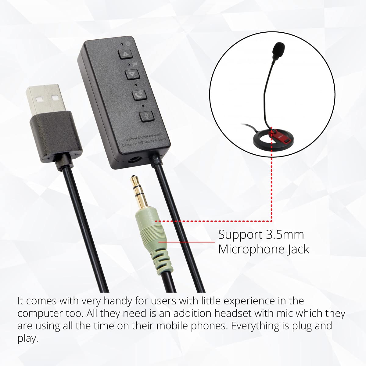 Syba USB Audio Adapter, USB to 3.5mm Jack TRS AUX Adapter for Built-in Chip USB Sound Card for Headphonw with Separate Plug TRS 3 Pole