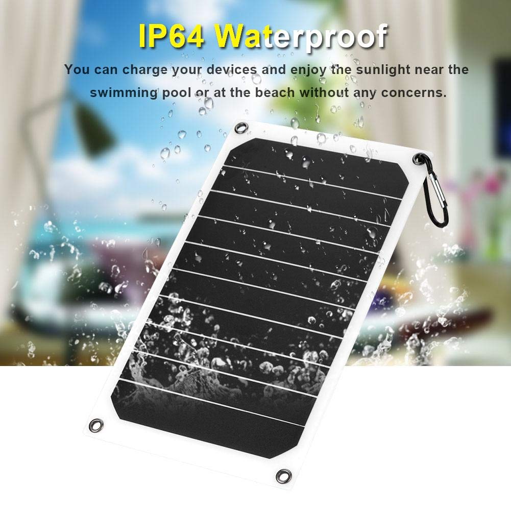 Solar Panel Portable, 10W IP64 Solar Panel Mobile Power Charger 5V USB Powerful Charging Compatible for Mobile Phones or Tablets Most Cameras Games