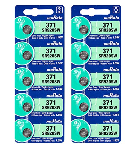 Murata 371 Battery SR920SW 1.55V Silver Oxide Watch Button Cell (10 Batteries)