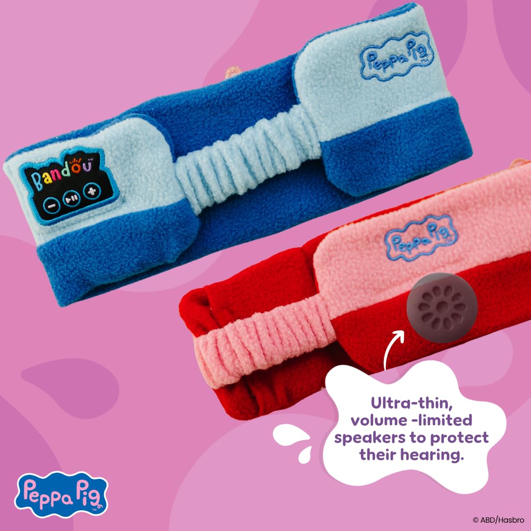 Bandou Peppa Pig Headphones - Kids Headband Headphones - Bluetooth Wireless Headband - Comfortable Headphones for Plane - Safe Volume Limit