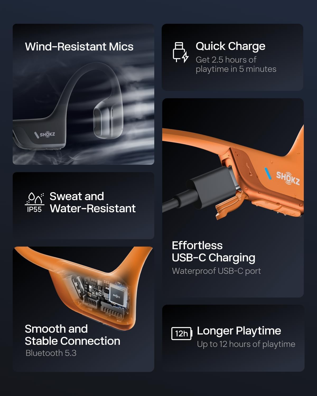 SHOKZ New OpenRun Pro 2 Mini - Open-Ear, Bone Conduction Sport Headphones - Sweat Resistant, Workout Headphones with 30ft Bluetooth - Secure