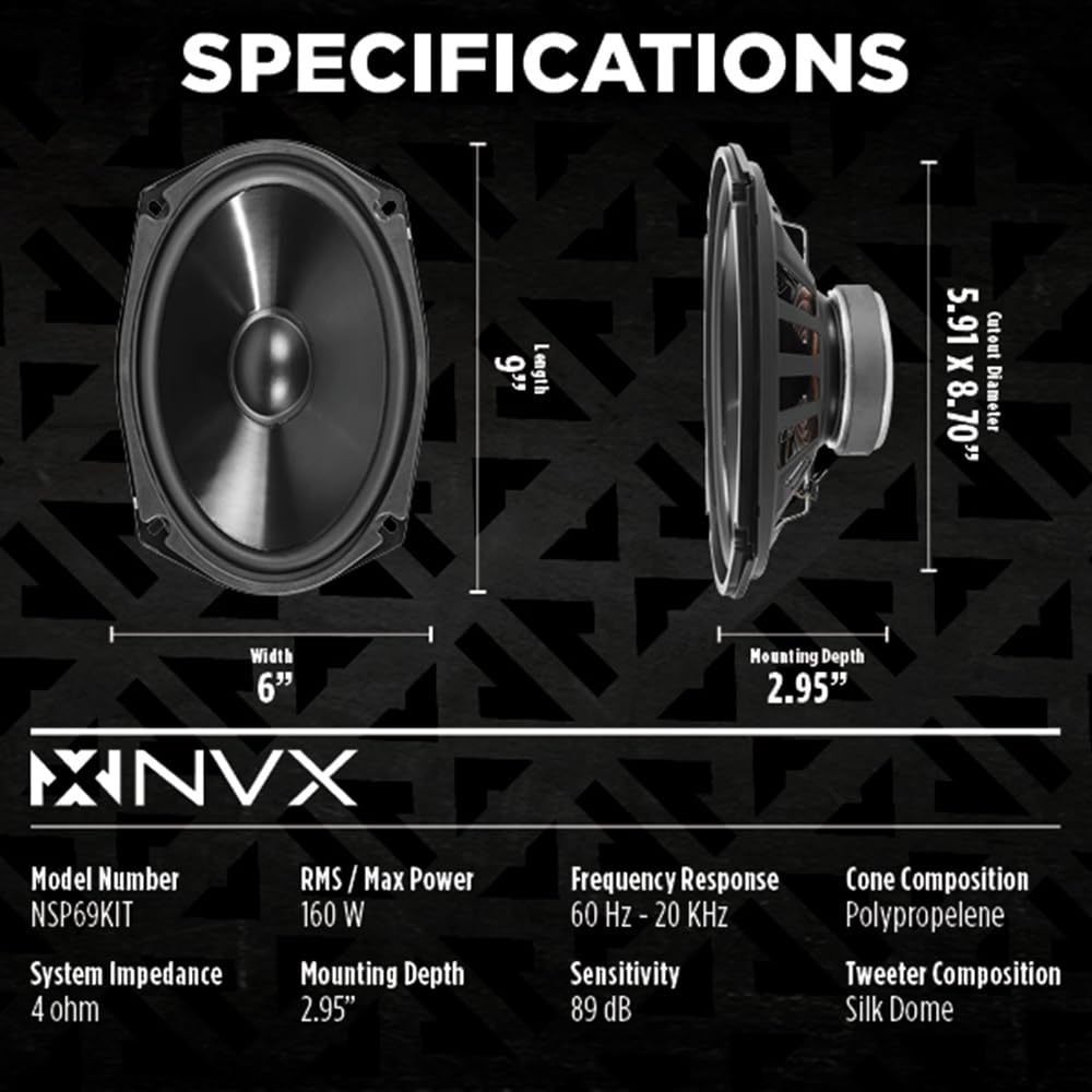 NVX® NSP69KIT 6x9 Car Speaker 2-Way Component System (Pair)