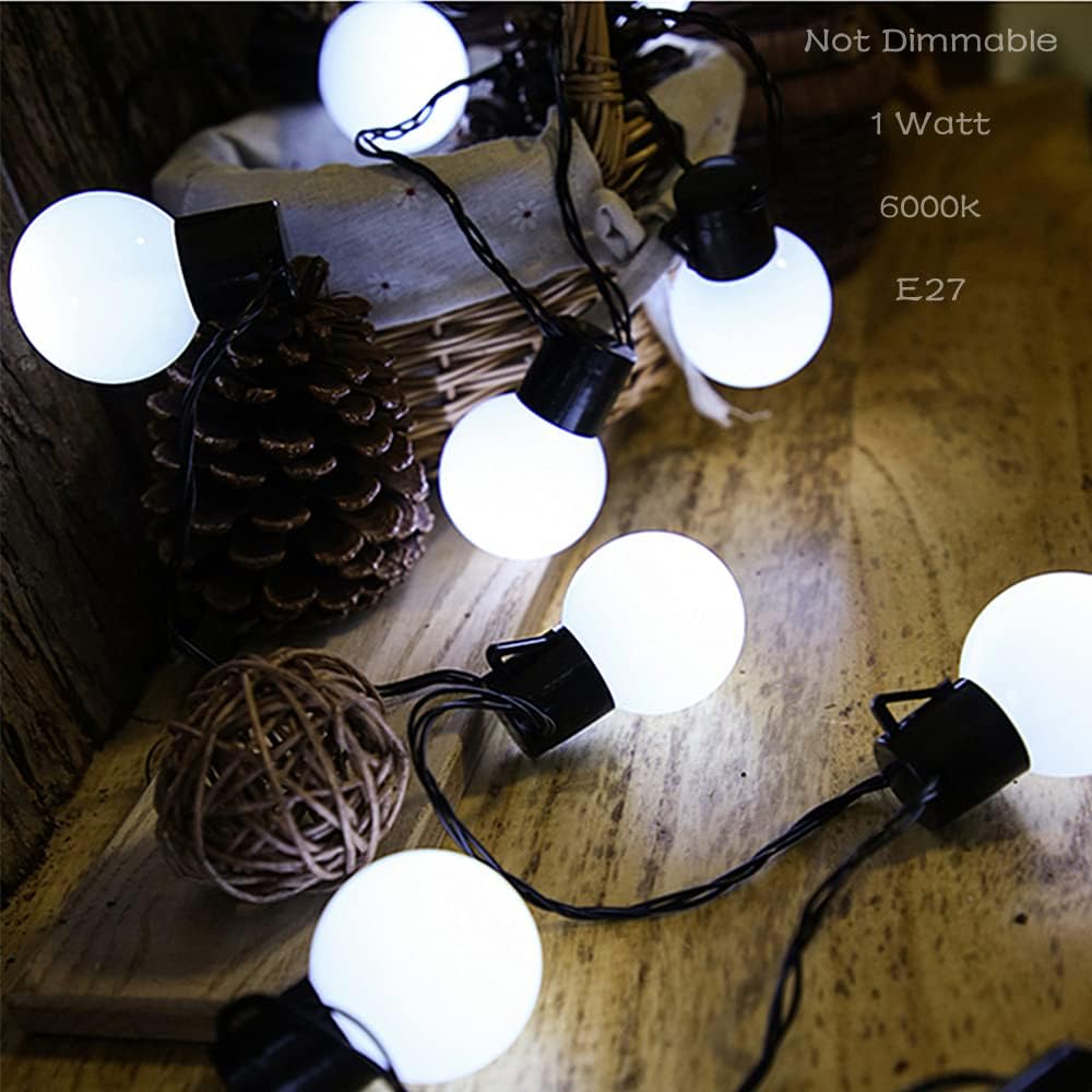 Night Light Bulb 1 Watt LED Low Watt Bulbs E26 E27 Standard Base Daylight White 6000K Not Dimmable G45 Energy Saving Light Bulbs 10W Equivalent