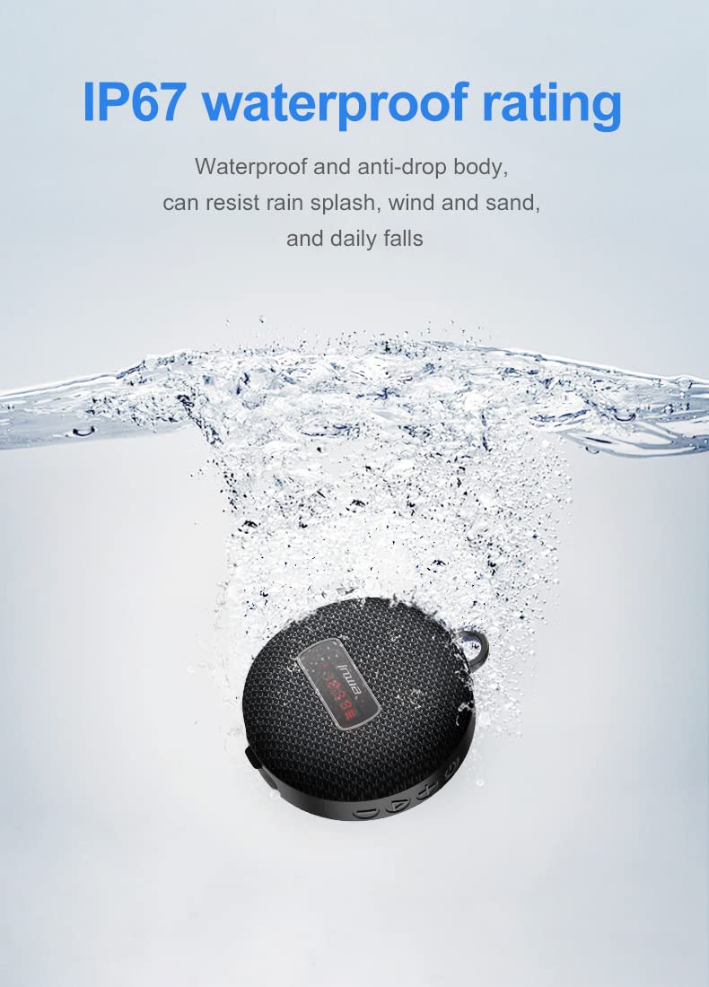 Upgraded Compact Portable Bluetooth 5.0 Wireless Bike 5W/8W Stereo Speaker, IP67 Waterproof Outdoor &10h Play Time, Advanced Class D Amplifier