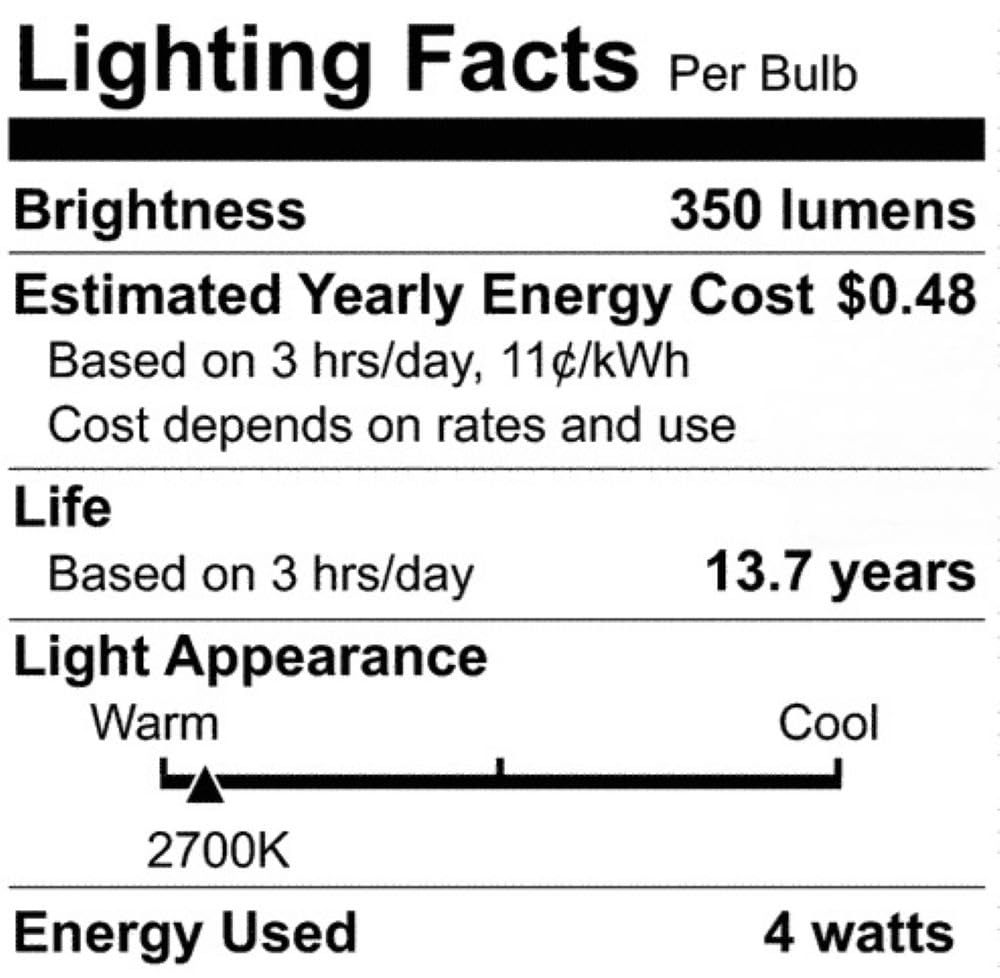 Anyray 4W LED Filament A15 (40-Watts Equivalent) Appliance Freezer Refrigerator Light Bulb E26