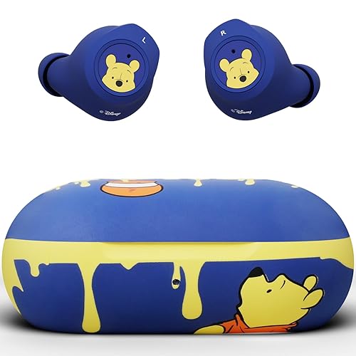 Disney Winnie The Pooh Bluetooth Earbuds w/Charging Case- Wireless Headphones w/Built-in Mic+ Up to 30 Hrs Playtime- Winnie The Pooh Gifts for Women…