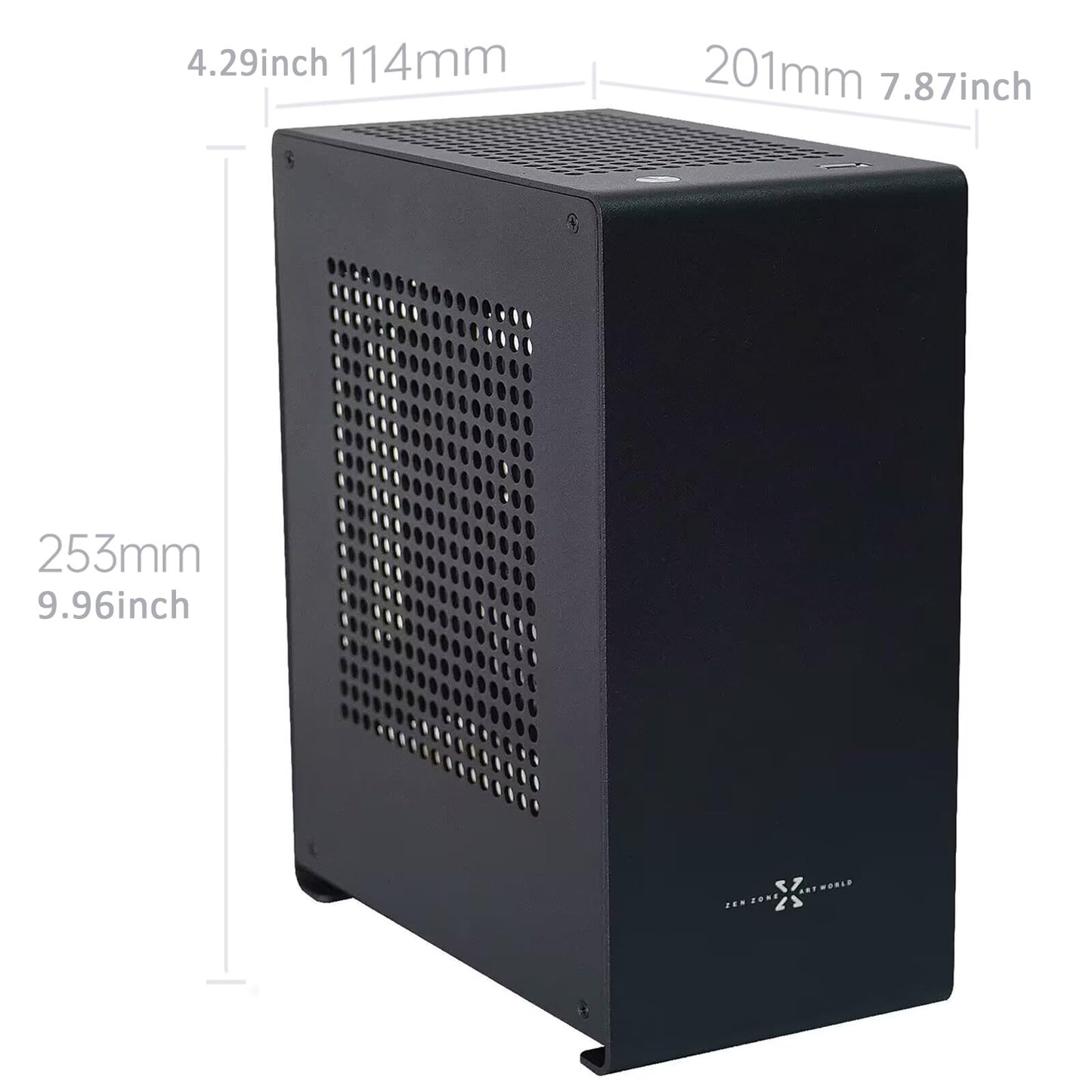 ZZEW A1P Mini-ITX Case, Micro ITX PC Case, Mini Computer Case in Black Color, Full Aluminum Small Gaming Case with 3.0 Dual Reverse PCI Riser Cable