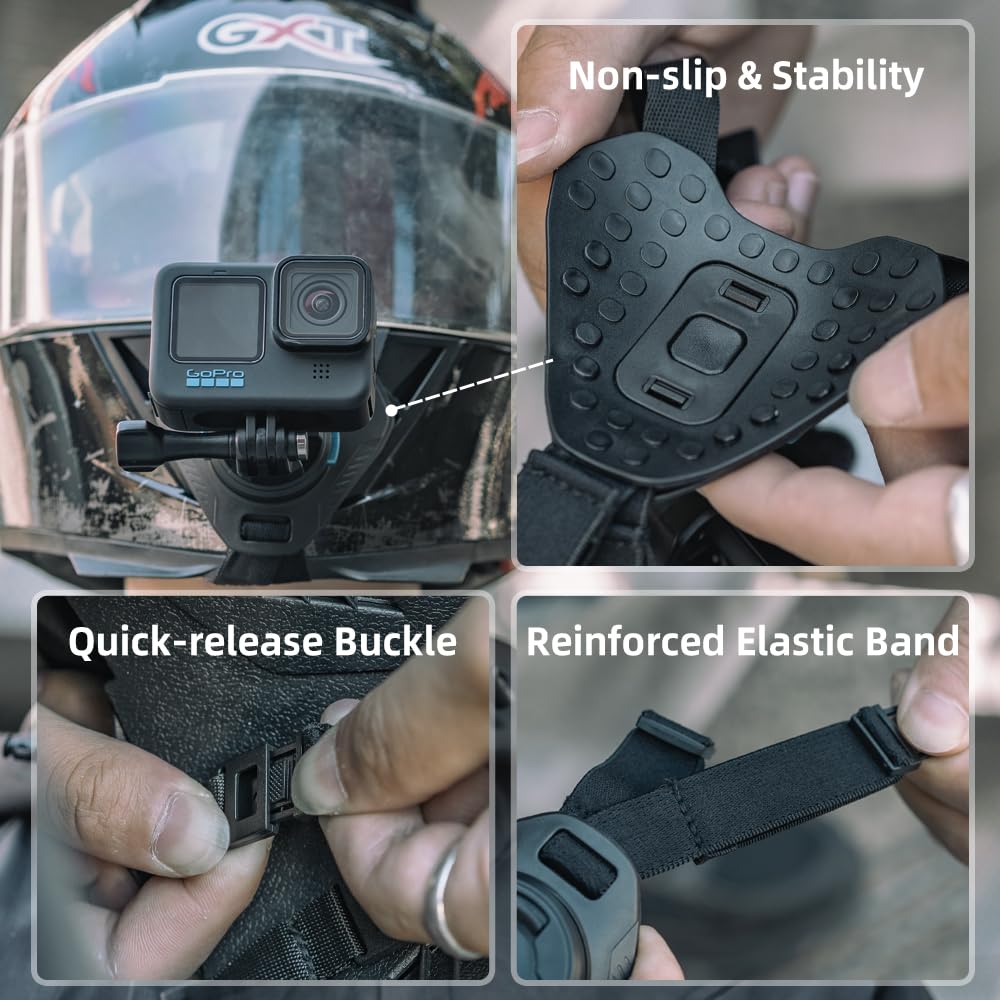SUREWO Magnetic Quick Release Motorcycle Helmet Chin Strap Mount Compatible with Go pro Hero 13,12,11,10, 9, 8, 7, (2018), 6 5,DJI Osmo Action 6/5