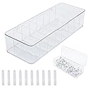 See-Through Cable Organizer Box Wire Management Case Data Cord Organizer Storage,8 Compartment Storage Boxes with 10 Wire Ties,Plastic Clear Lids