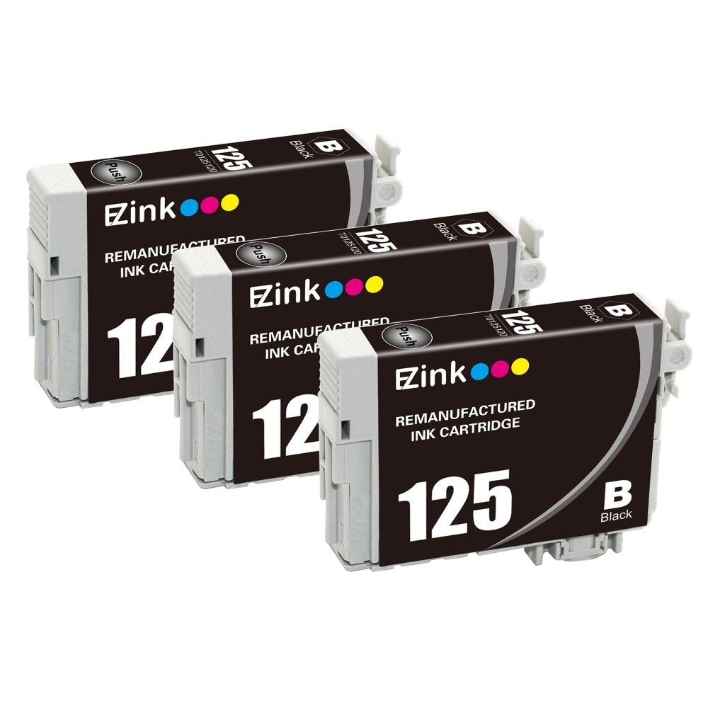 E-Z Ink Remanufactured Ink Cartridge Replacement For Epson 125 (3 Black) for Stylus NX125 NX127 NX130 NX230 NX420 NX530 NX625 WorkForce 320 323 325