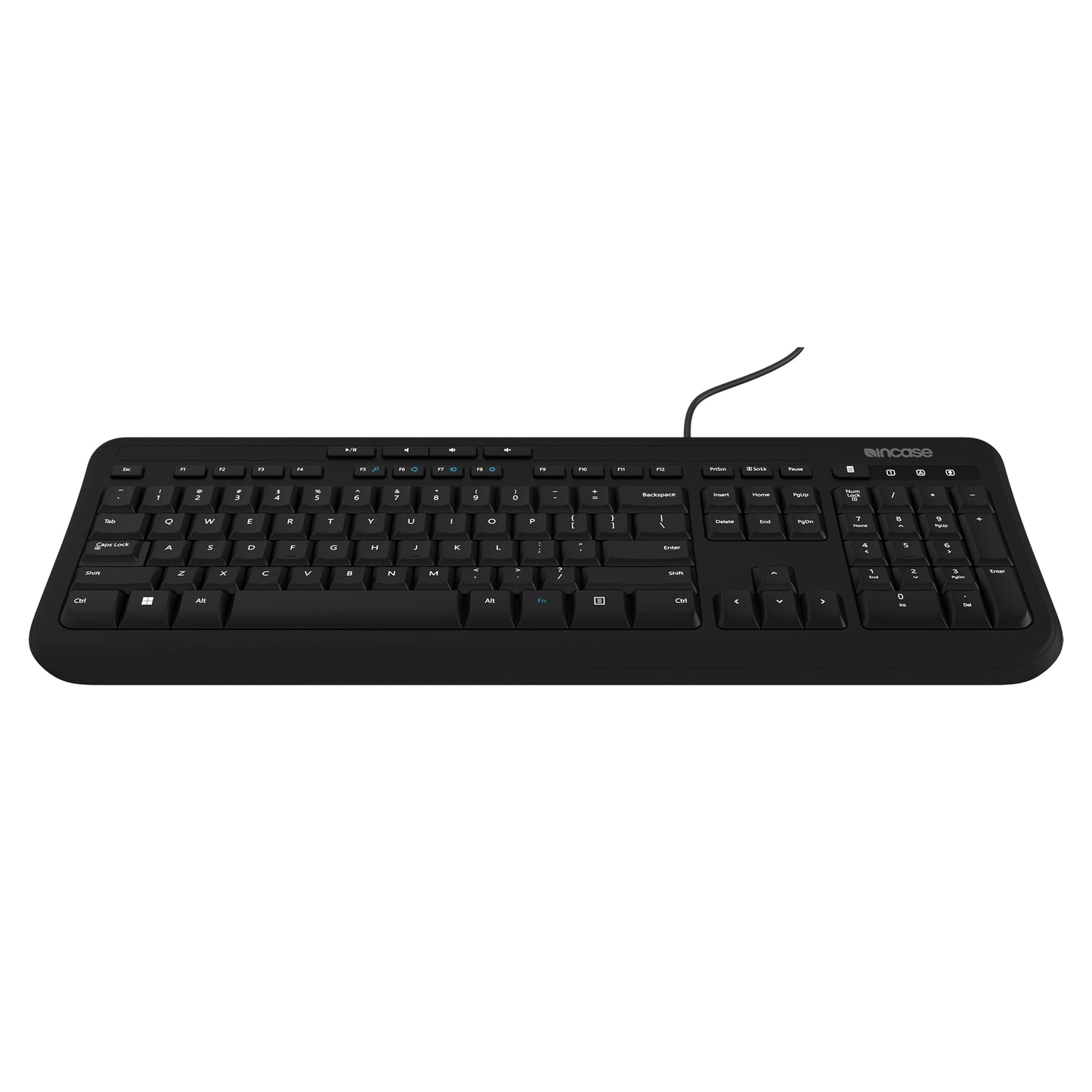 Incase Wired Keyboard 600 - Designed by Microsoft - Spill Resistant, Quiet Touch Keys, Plug and Play, 4 Hotkeys, Windows Start Key - Black